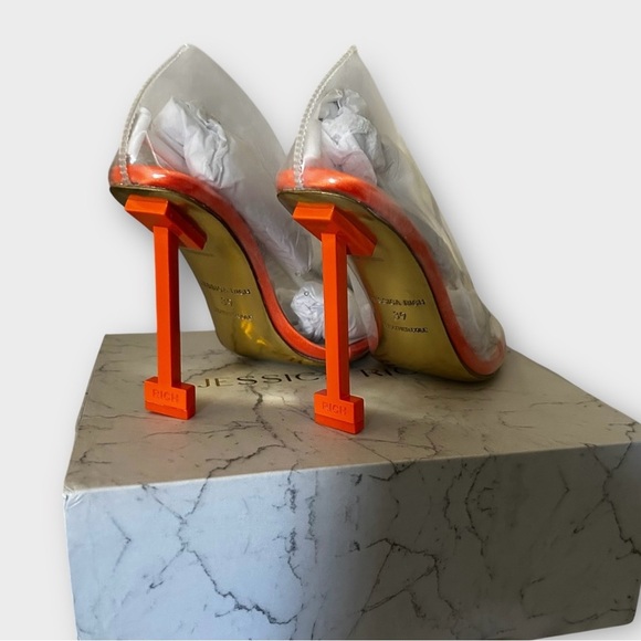 Jessica Rich Fancy Stiletto Clear Vinyl Pointed Toe Pumps Size 39 New in Box - Picture 4 of 8
